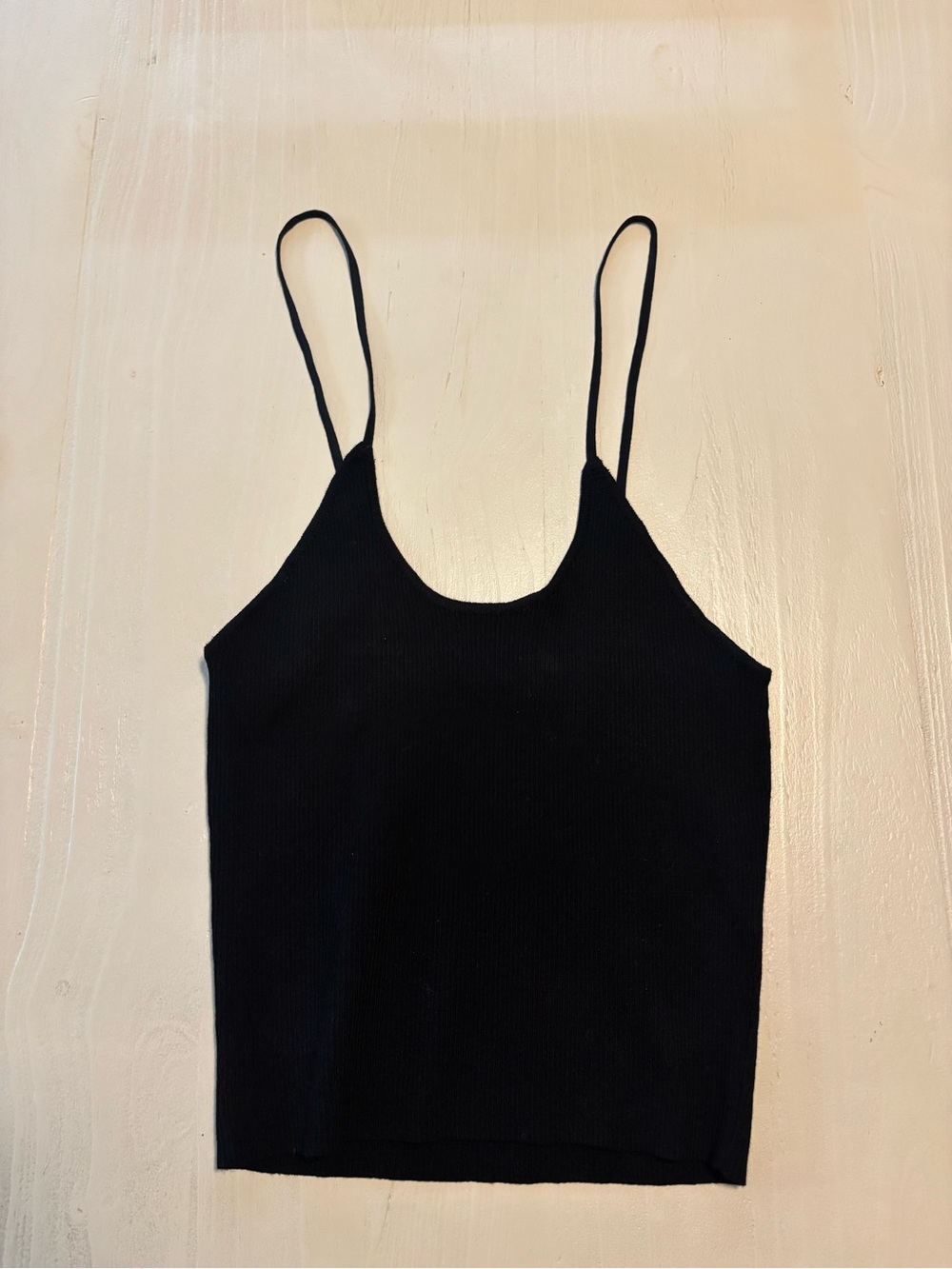 Zara Black Ribbed Spaghetti Strap Tank Top